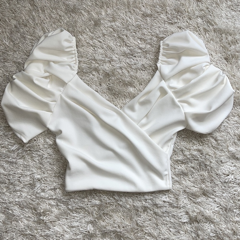 White Puff Sleeve Statement Top